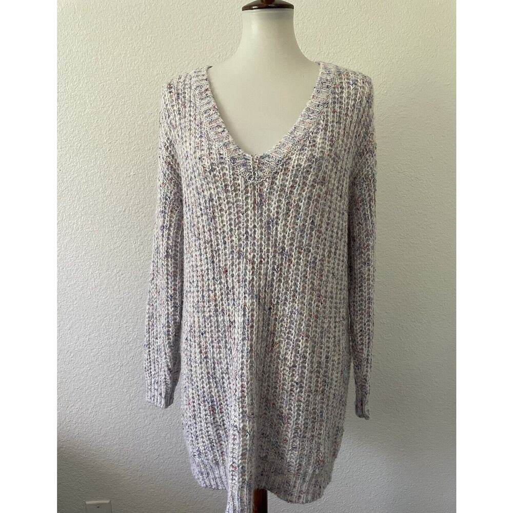 Torrid Sweater Women Sz 1 Pullover V Neck Ribbed Knit Multicolor Stretch